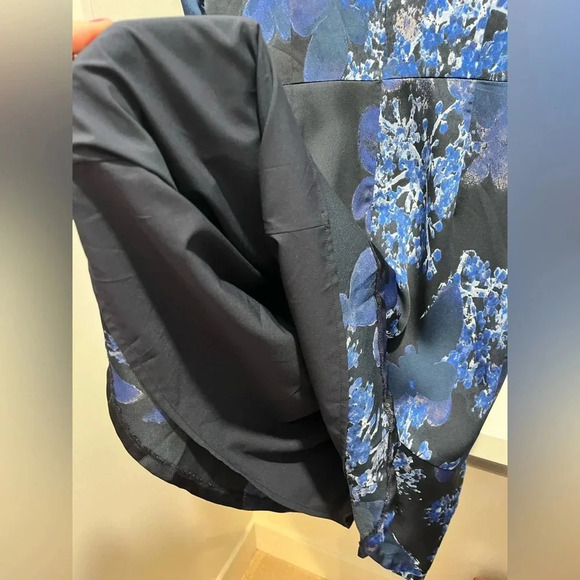 BANANA REPUBLIC Blue Floral Peplum lined Sheath Dress 3/4 sleeves size 8 NWT - Picture 7 of 8